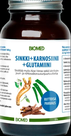 Biomed Sinkki + Karnosiini + Glutamiini -juomajauhe 120g