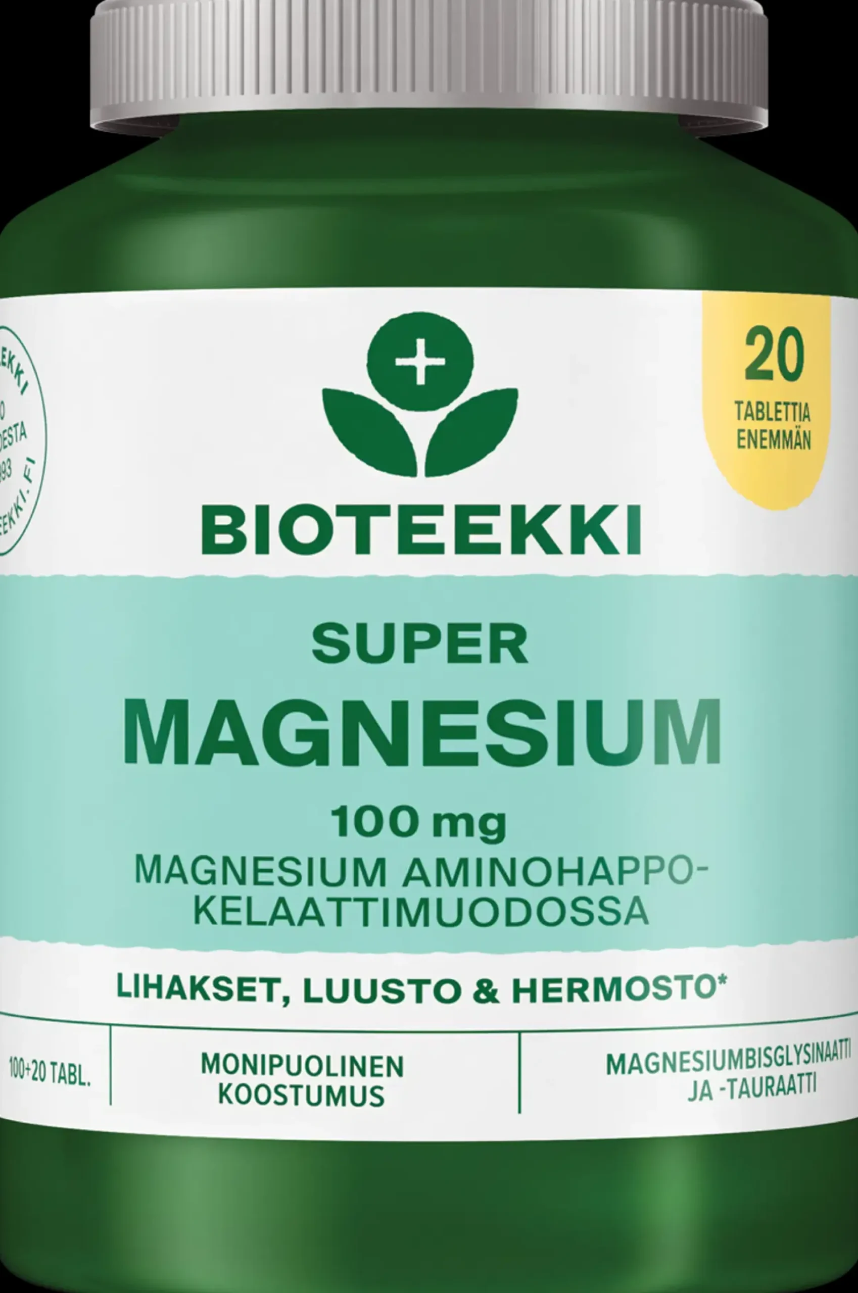 Bioteekin Super Magnesium bonus pack ravintolisä 120 tabl