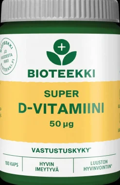Bioteekki Super D-vitamiini 50 mcg ravintolisä 100 kaps.