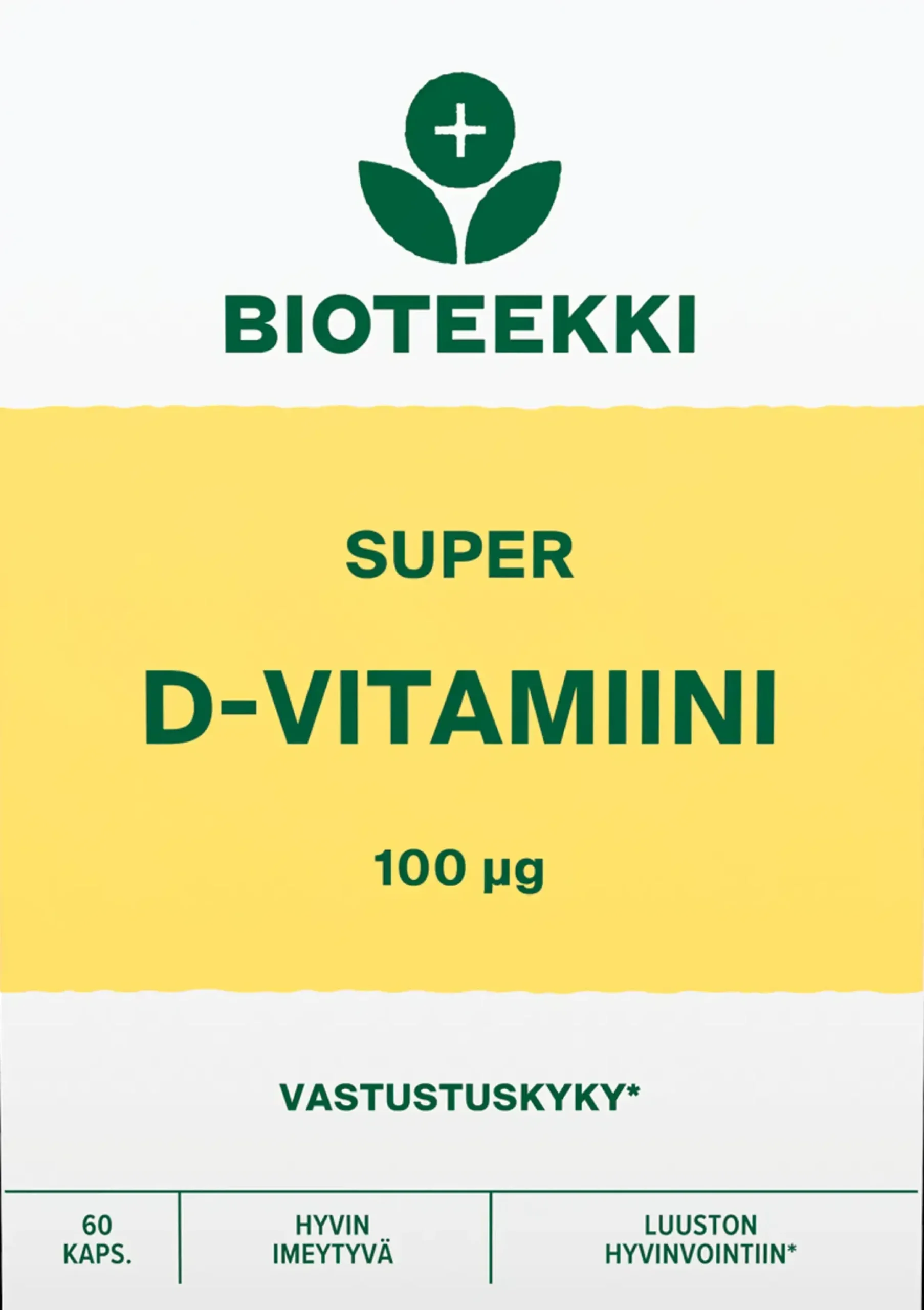 Bioteekki Super D-vitamiini 100 mikrog. ravintolisä 60 kaps.