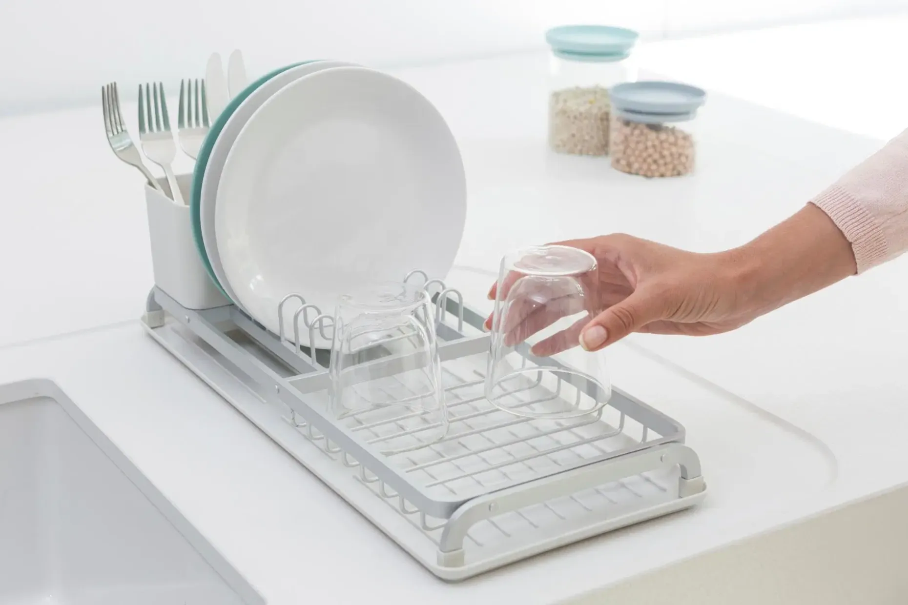 Brabantia kompakti astiankuivausteline light grey