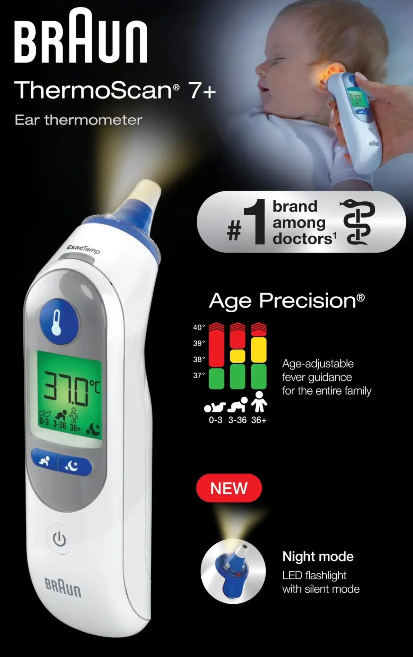 Braun Korvakuumemittari Thermoscan 7+