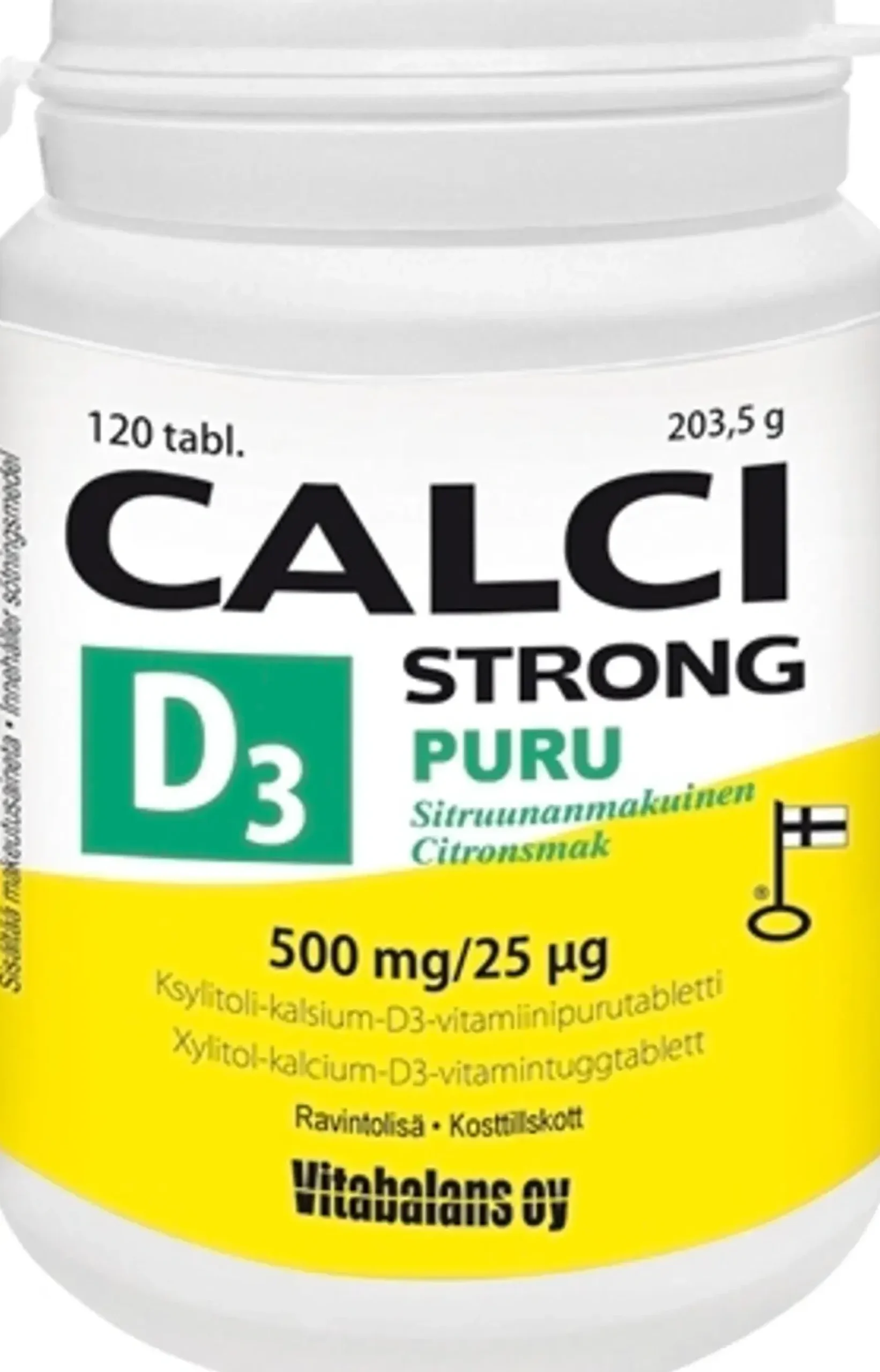 Calci Strong + D3 puru 120 tabl., kalsium-D3-vitamiinipurutabletti, Vitabalans