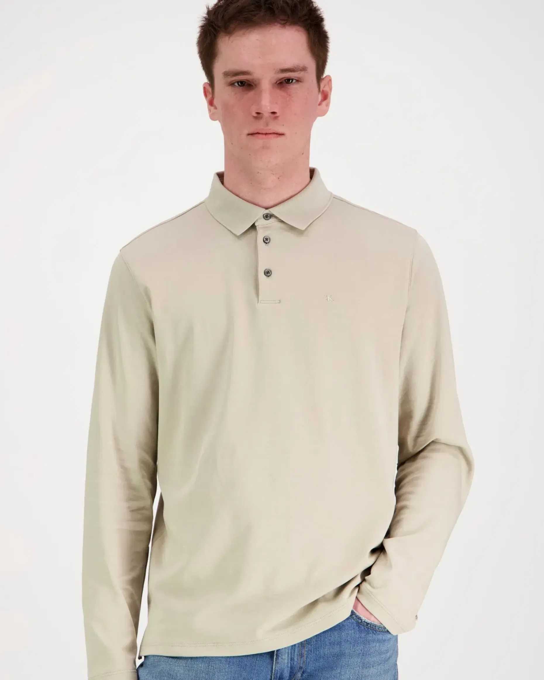 Calvin Klein Ls supima cotton solid polo pikee