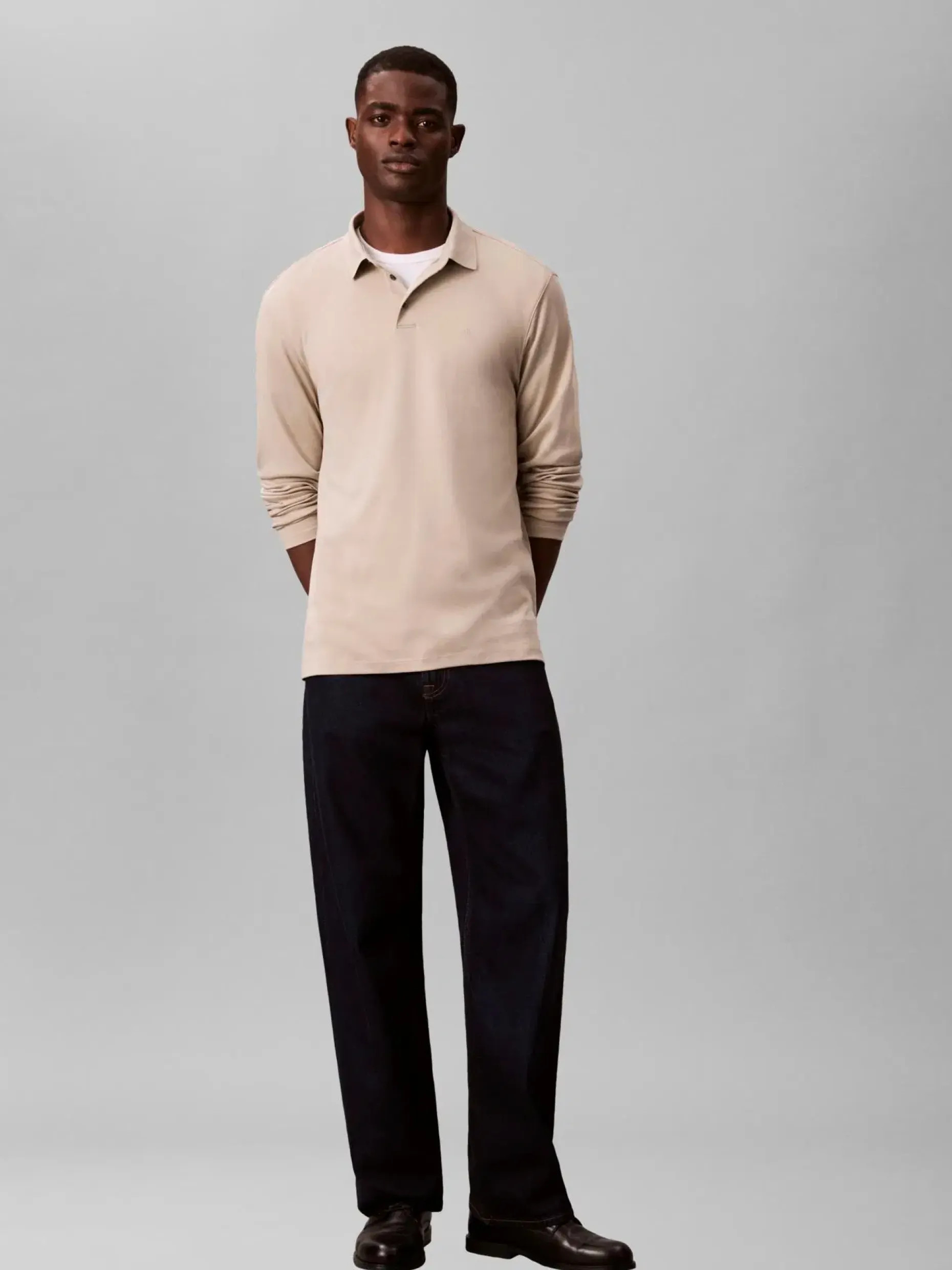 Calvin Klein Ls supima cotton solid polo pikee