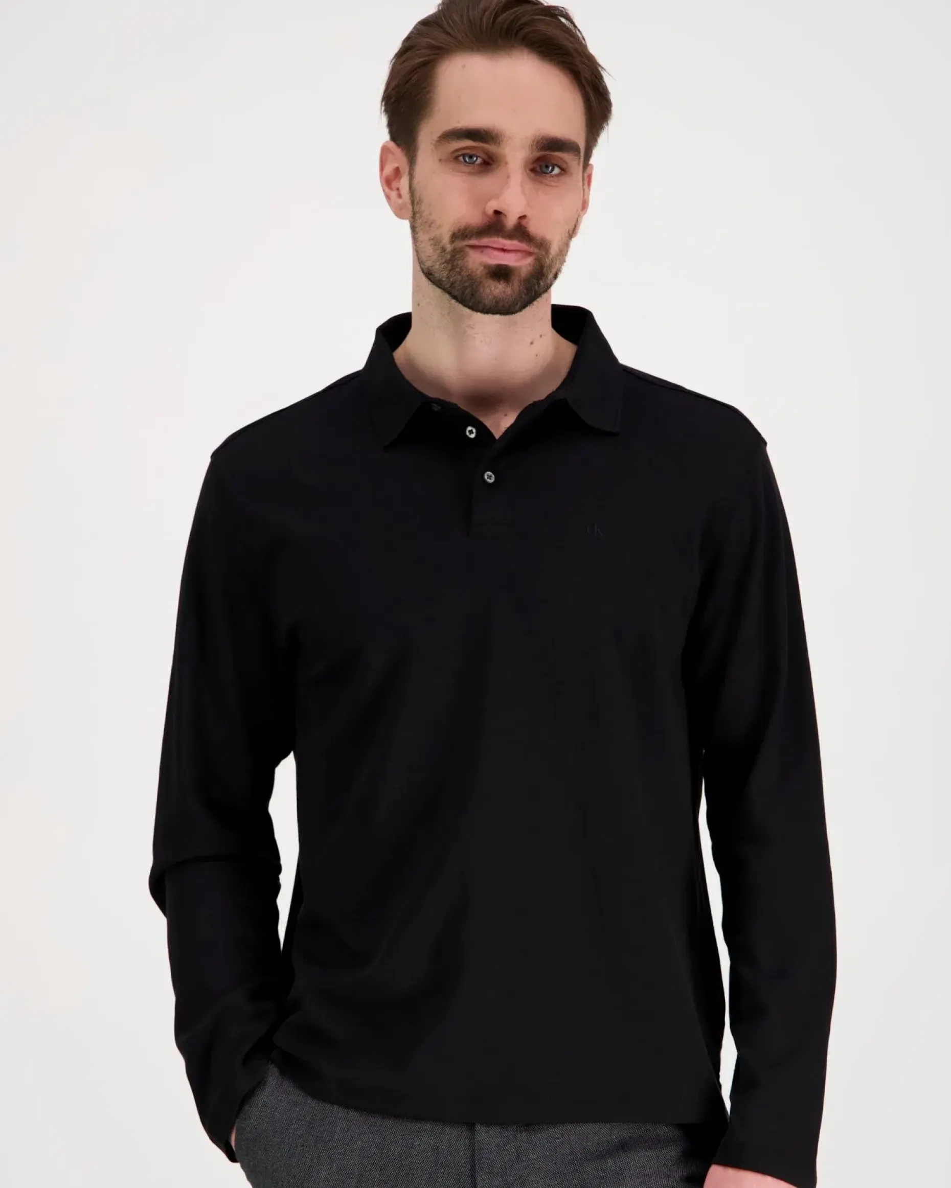 Calvin Klein Ls supima cotton solid polo pikee
