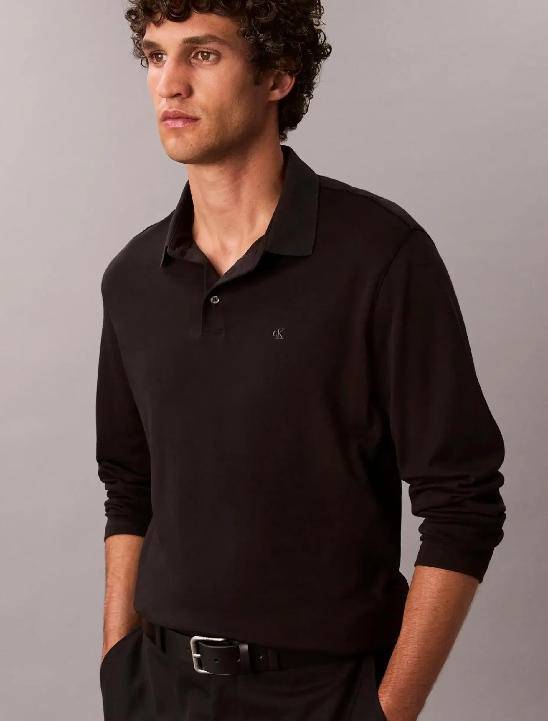 Calvin Klein Ls supima cotton solid polo pikee
