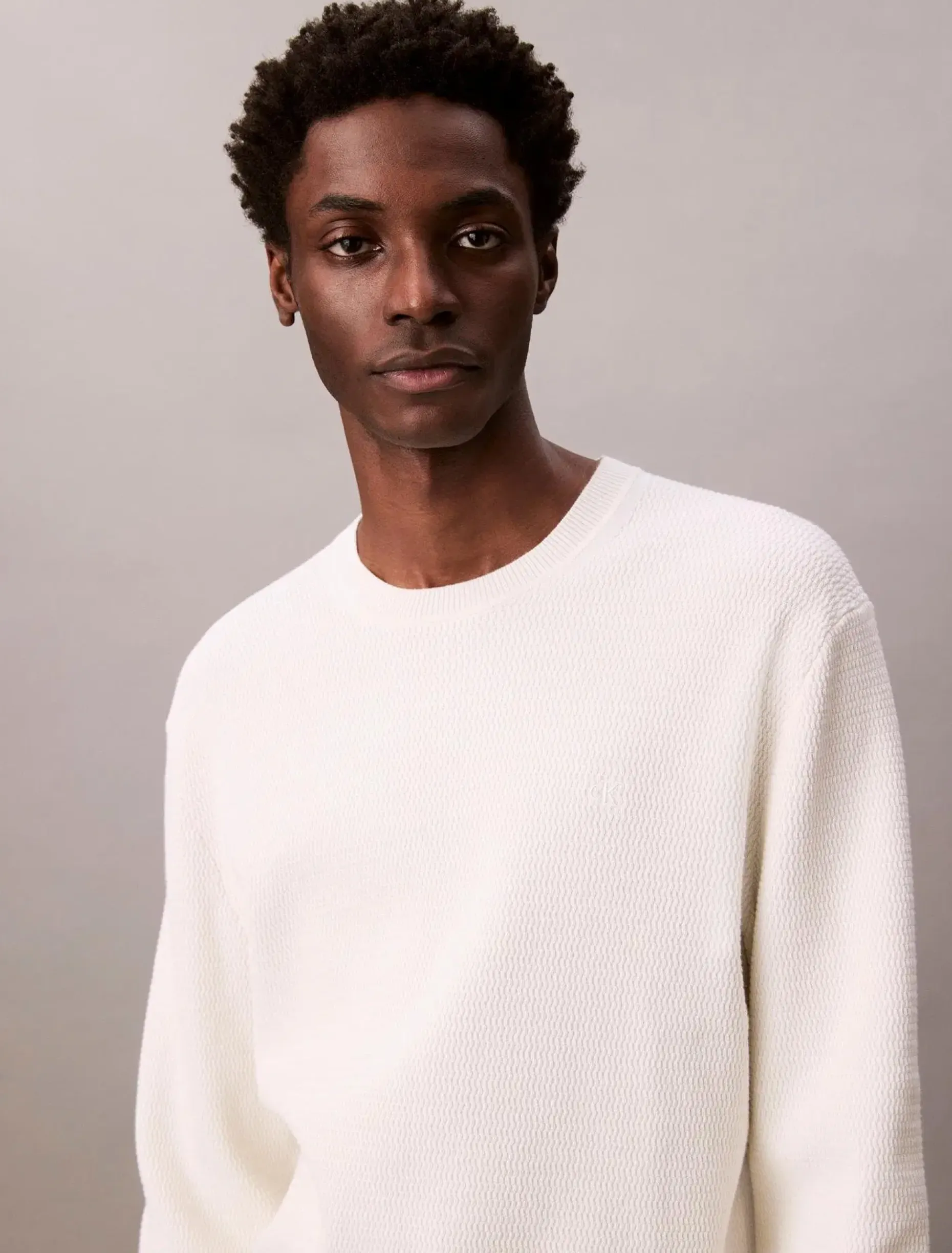 Calvin Klein Ls txtr cttn crwnk s neule