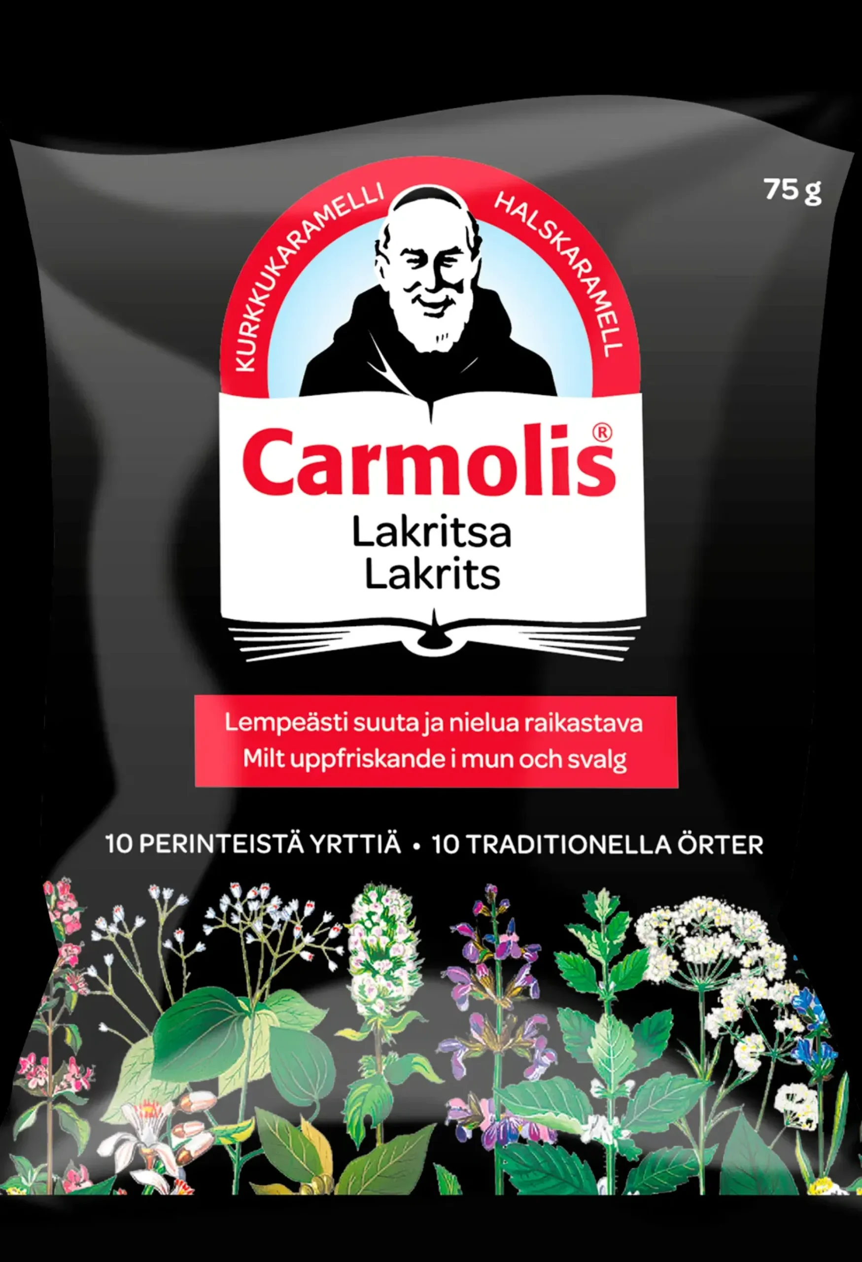 Carmolis Lakritsi yrttikaramelli 72 g