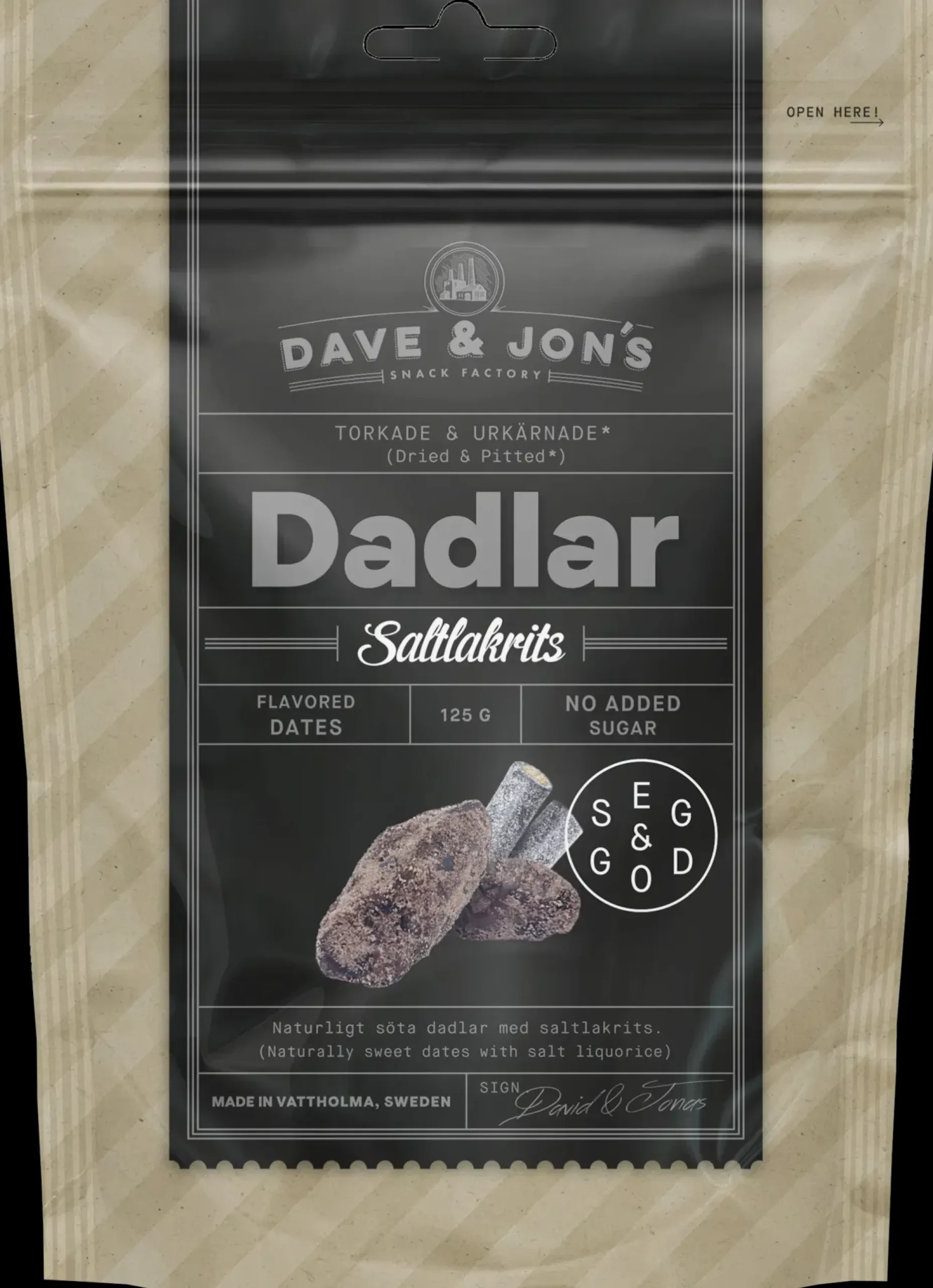 Dave&Jons Kivettömät Salmiakkitaatelit 125 g