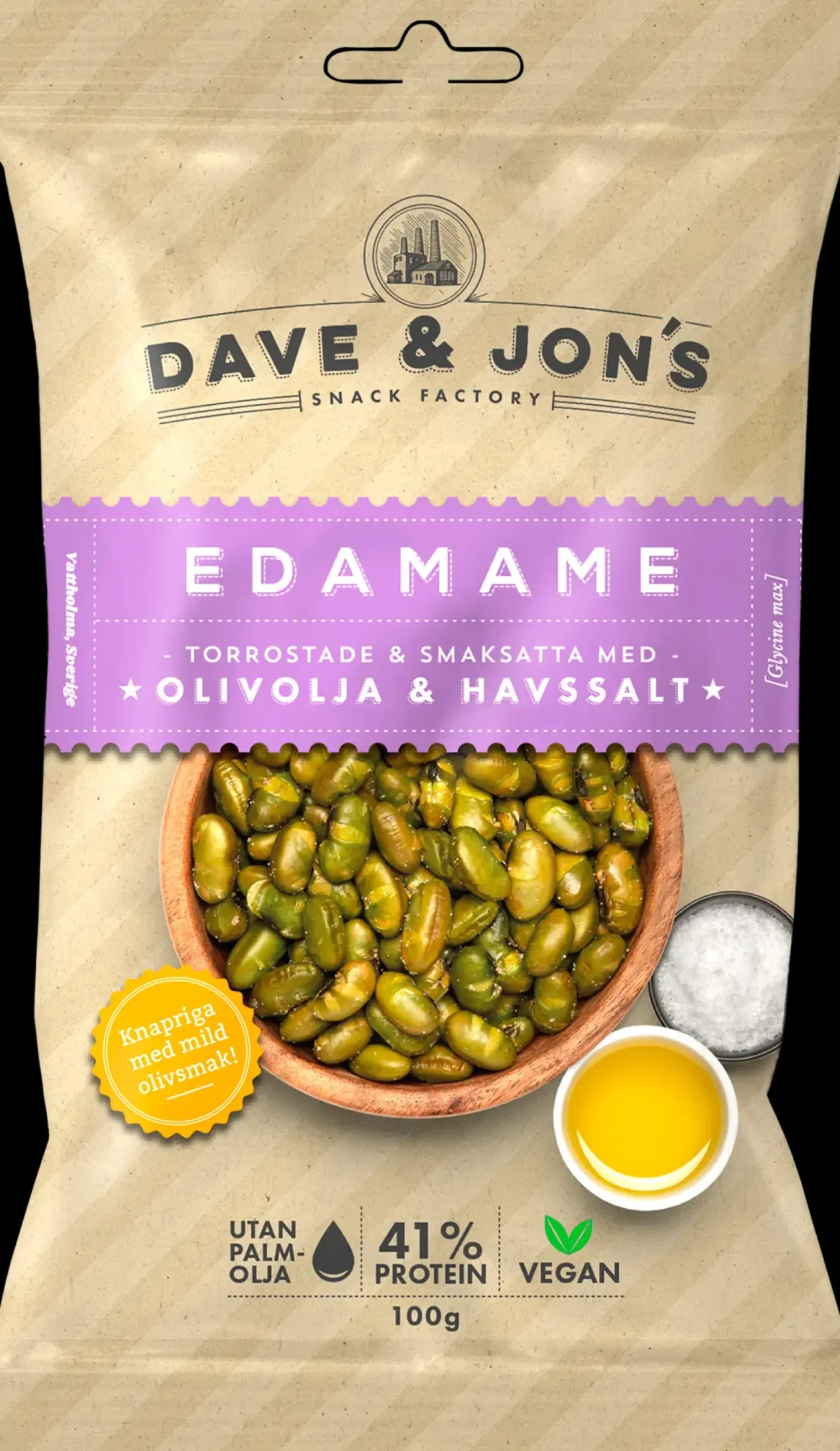 Dave&Jons paahdettuja edamame papuja oliiviöljyllä ja merisuolalla 100 g