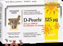 D-Pearls® 125 mcg D-vitamiini ravintolisä 120 kaps.