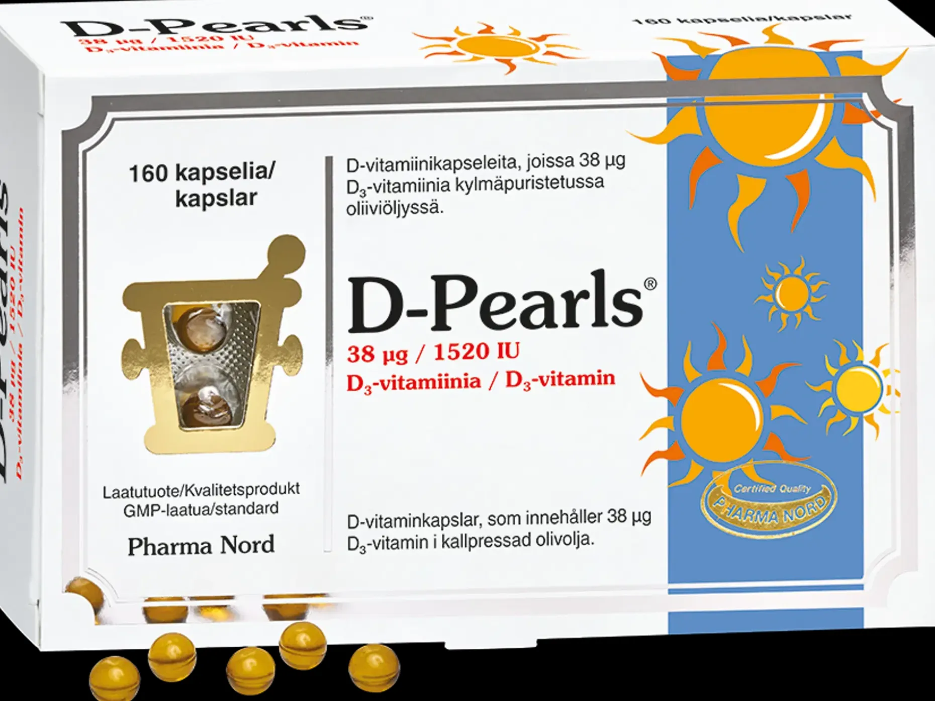 D-Pearls® D-vitamiini 38 mcg ravintolisä 160 kaps.