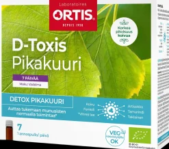 D-Toxis Detox puhdistava pikakuuri 7 päivää Vadelma 7x15 ml