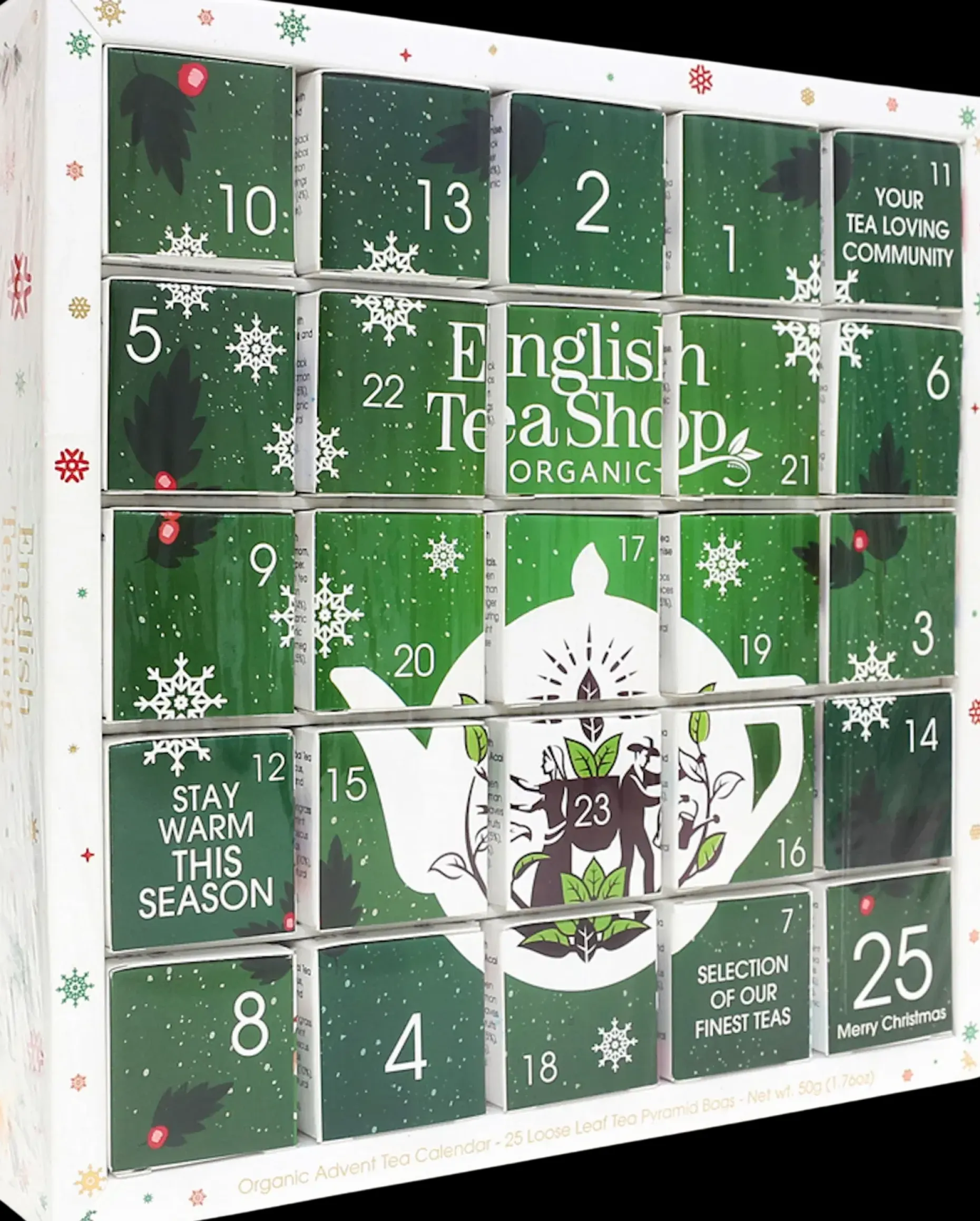 English Tea Shop Luomu Teejoulukalenteri Vihreä 25pss 50g