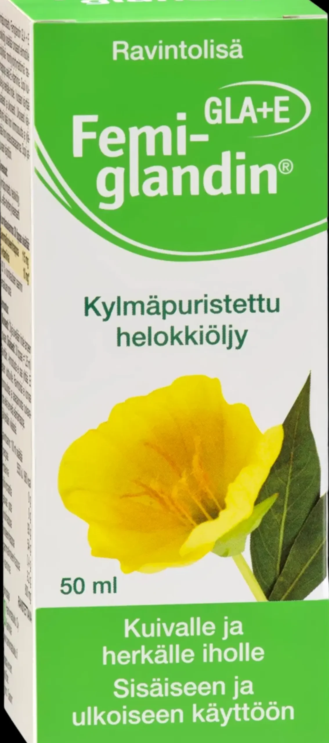 Femiglandin GLA+E kylmäpuristettu helokkiöljy 50 ml