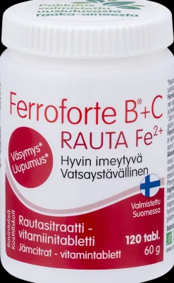 Ferroforte B + C rautasitraatti-vitamiinitabletti 120 tabl