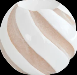 Finnmari Lämpökynttilälasi 9x9x8 cm raita beige/valkoinen