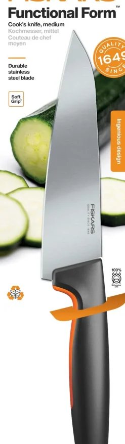 Fiskars Functional Form Kokinveitsi, medium musta 16 cm