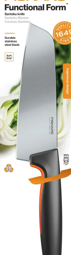Fiskars Functional Form Santoku veitsi musta 16 cm
