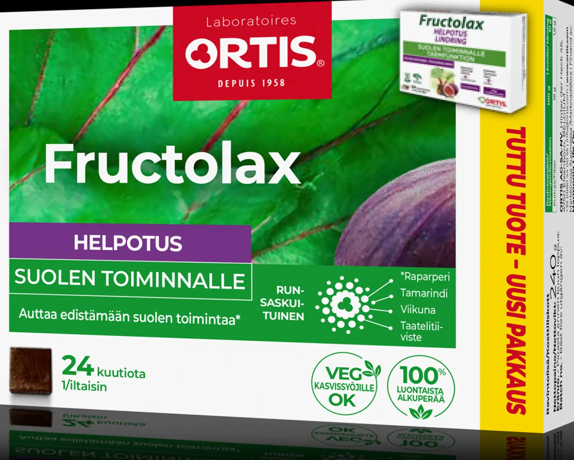 Fructolax Helpotus runsaskuituinen hedelmäkuutio ravintolisä 240g/24 kpl
