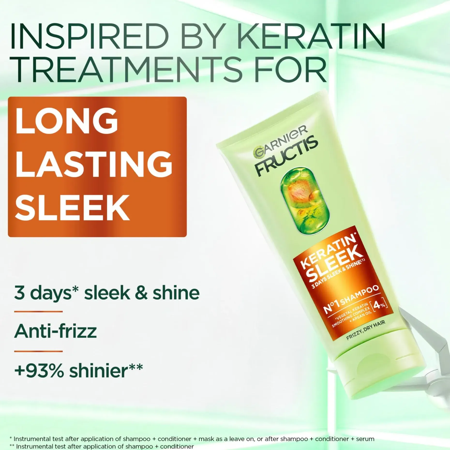 Garnier Fructis Keratin Sleek Shampoo pörröisille hiuksille 200 ml