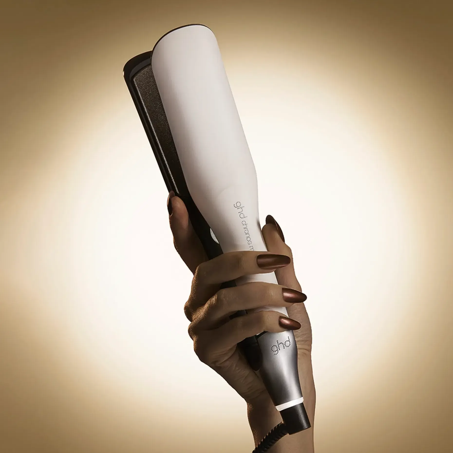ghd Chronos Max - leveä muotoilurauta valkoinen