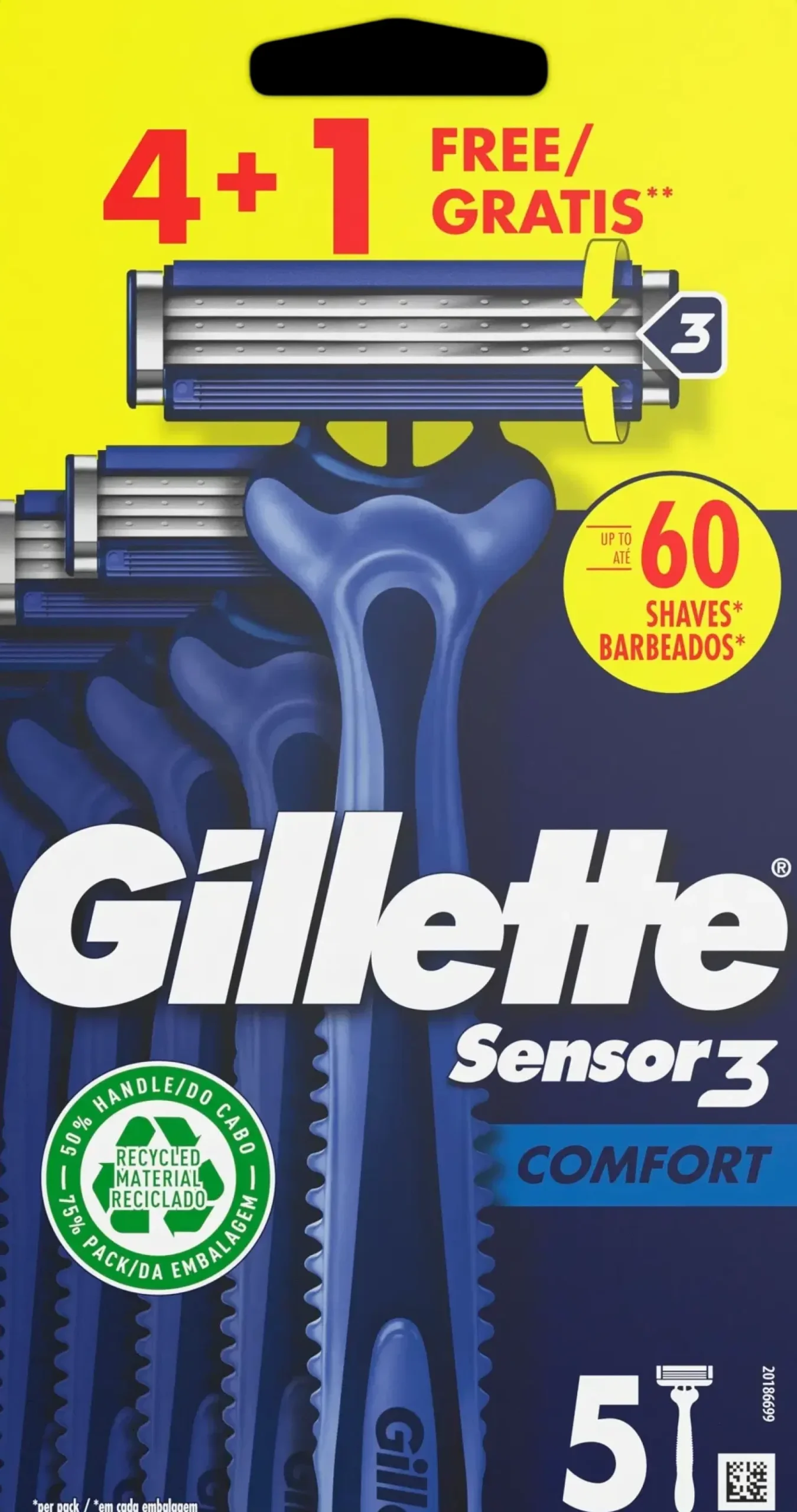 Gillette Sensor3 Comfort 4+1kpl varsiterä