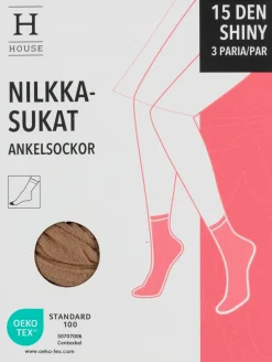 House naisten nilkkasukat shiny 15 den 3-pack