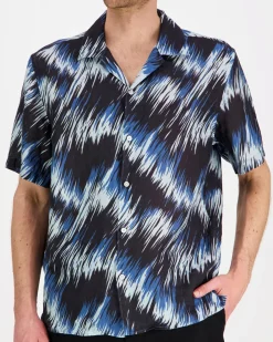 J.Lindeberg Elio Linen printed shirt lyhythihainen kauluspaita