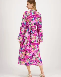 Kaiko Pink Marigold Wrap Midi mekko