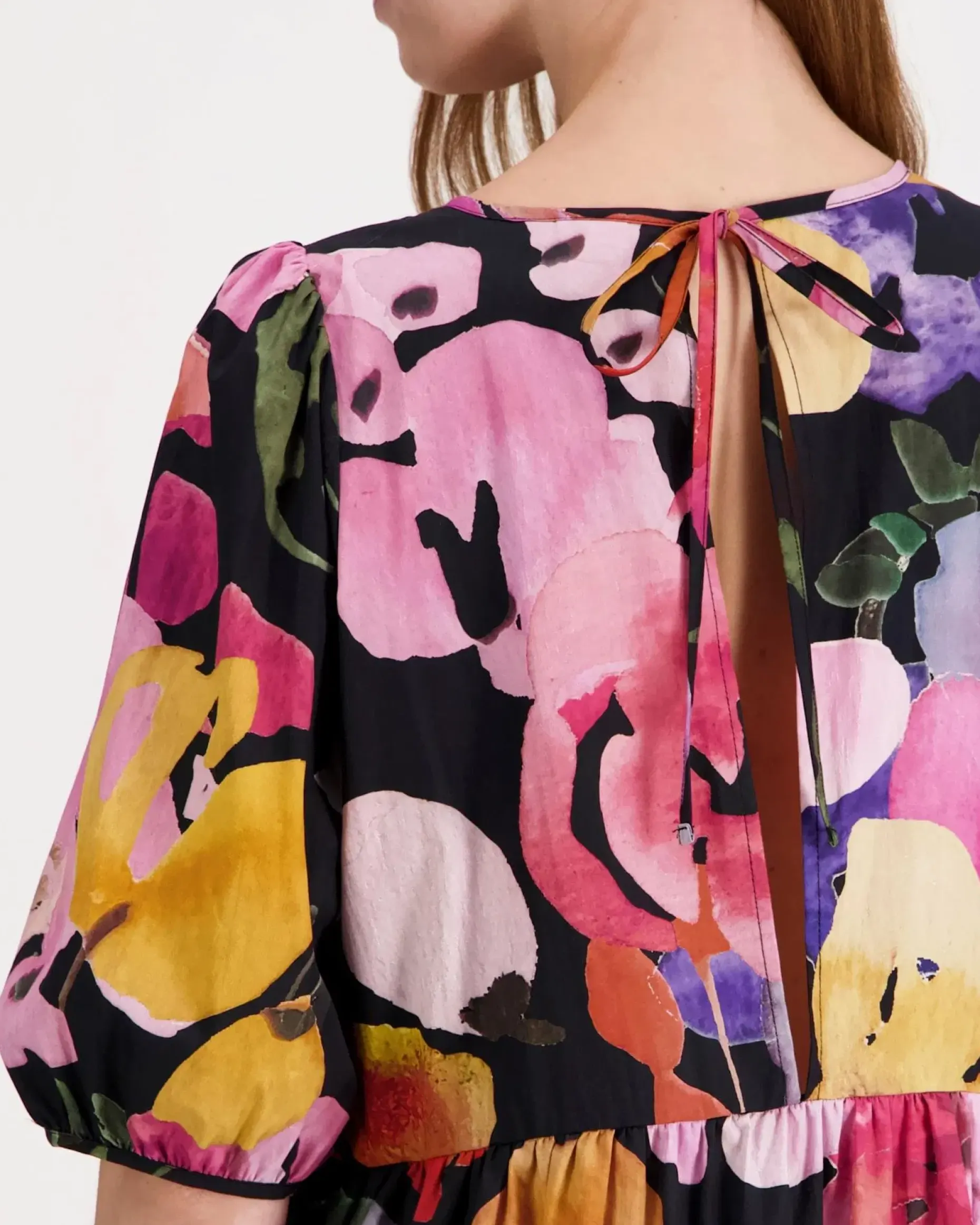 Kaiko Wild Lea Tiered midi mekko