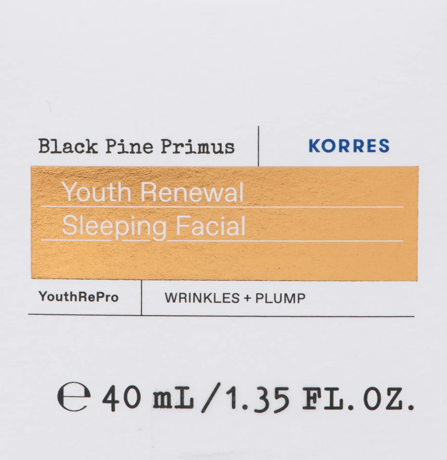 KORRES Black Pine Primus Youth Renewal Sleeping Facial yön yli hoitonaamio 40 ml