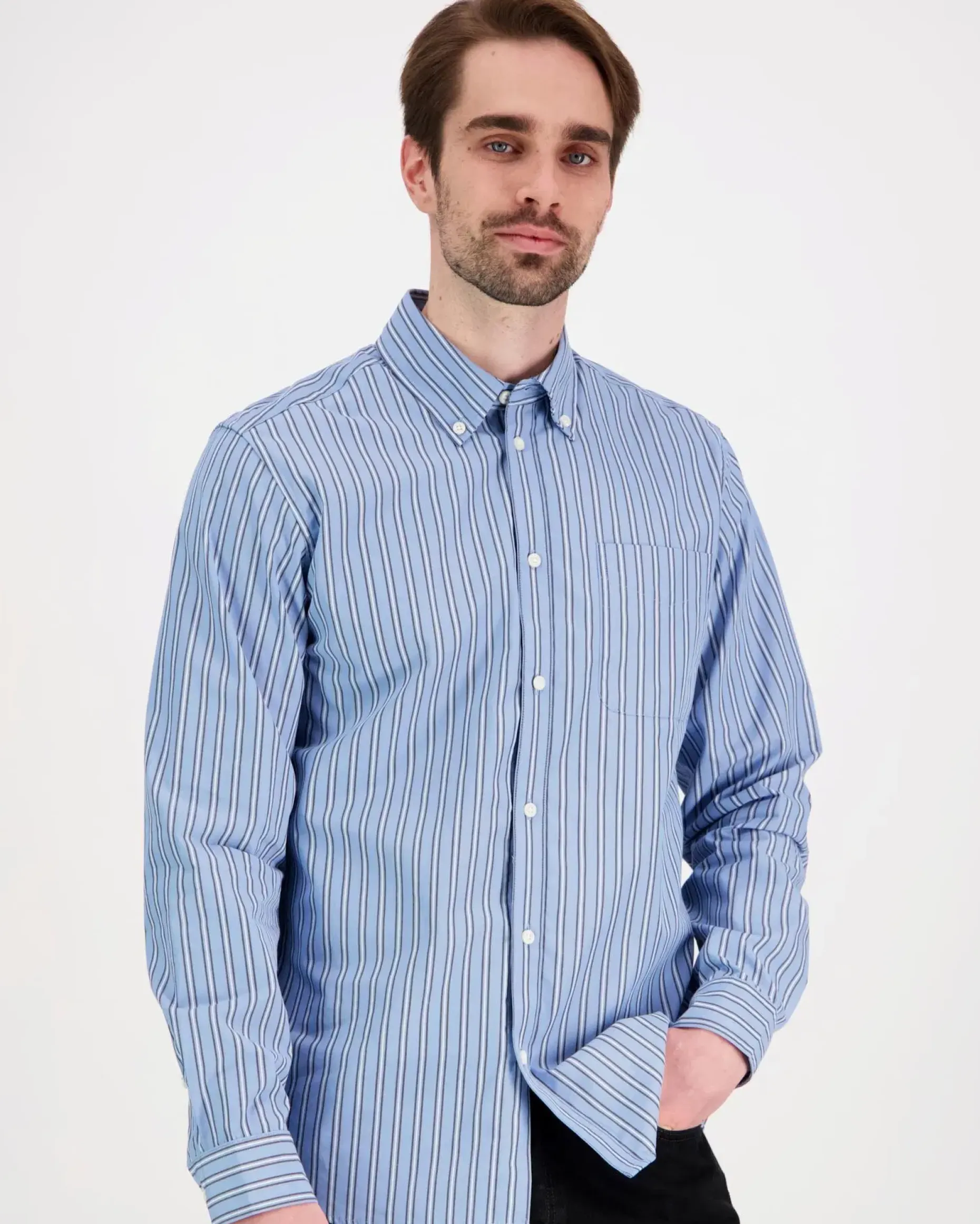 Les Deux Kent Stripe Poplin Shirt kauluspaita
