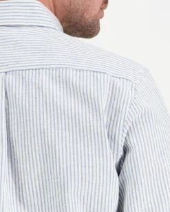 Les Deux Konrad Stripe Cotton Linen kauluspaita