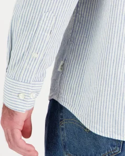 Les Deux Konrad Stripe Cotton Linen kauluspaita