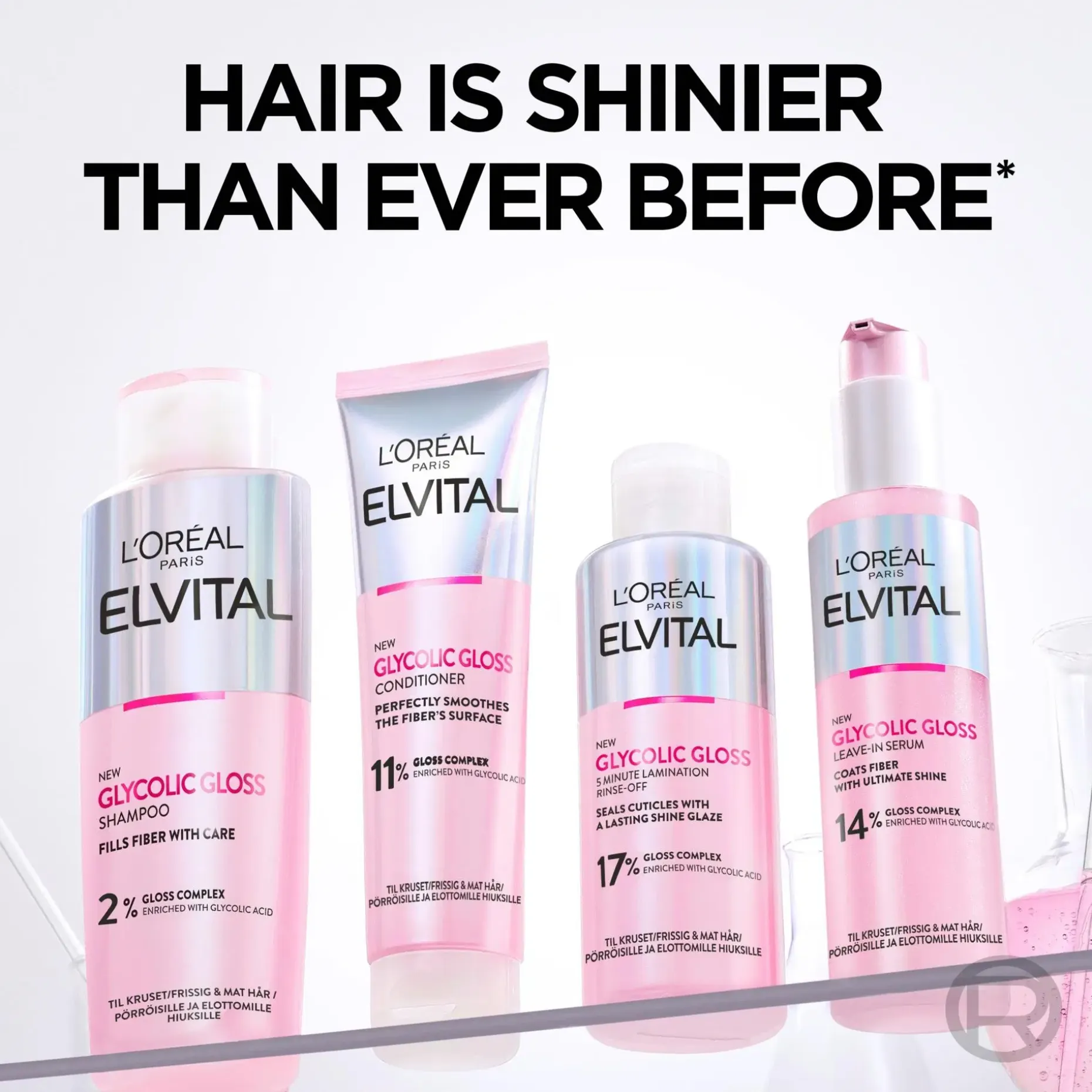 L'Oréal Paris Elvital Glycolic Gloss shampoo kiillottomille hiuksille 200ml
