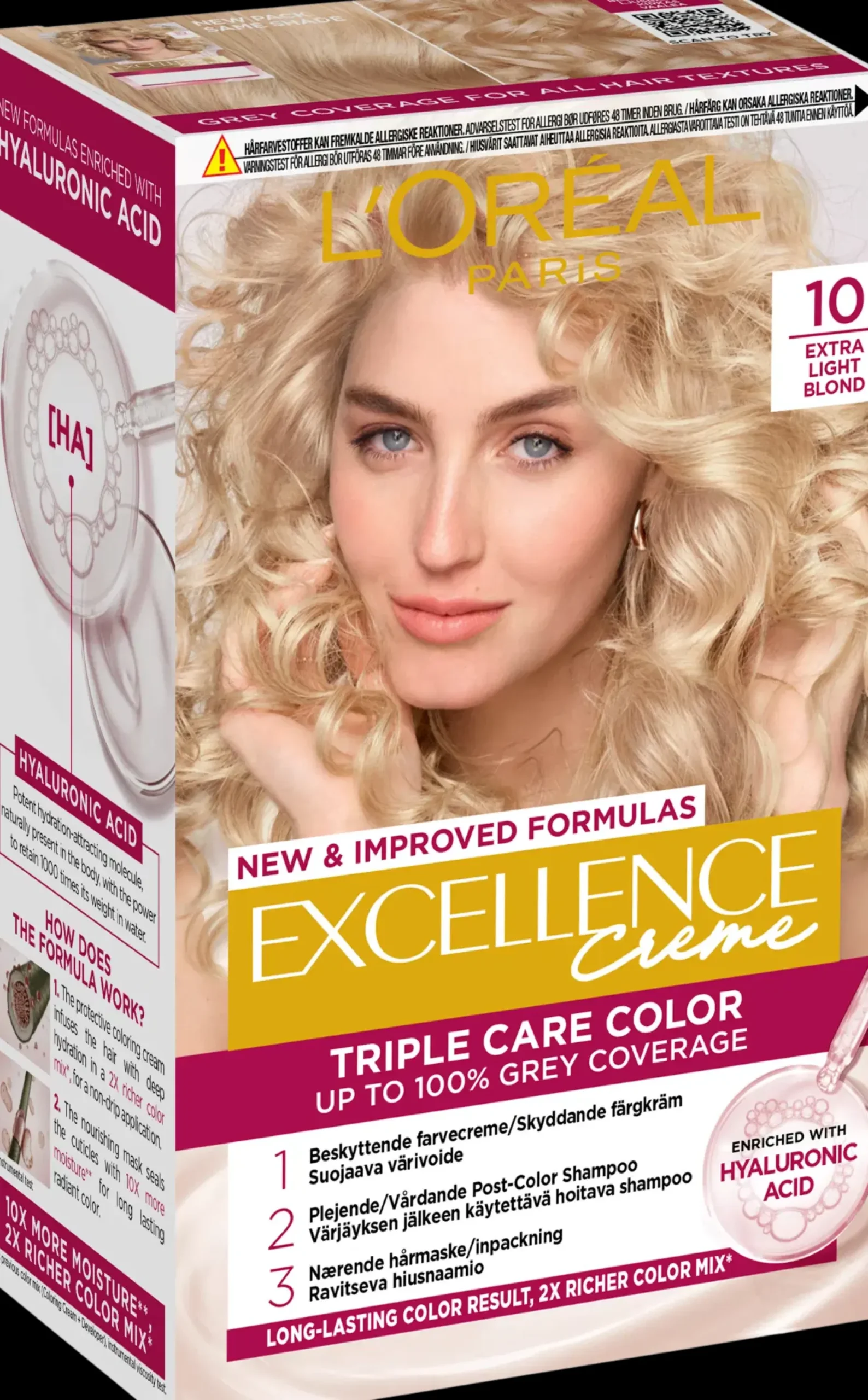 L'Oréal Paris Excellence Creme 10 Extra Light Blonde Kirkas Vaalea kestoväri 1kpl