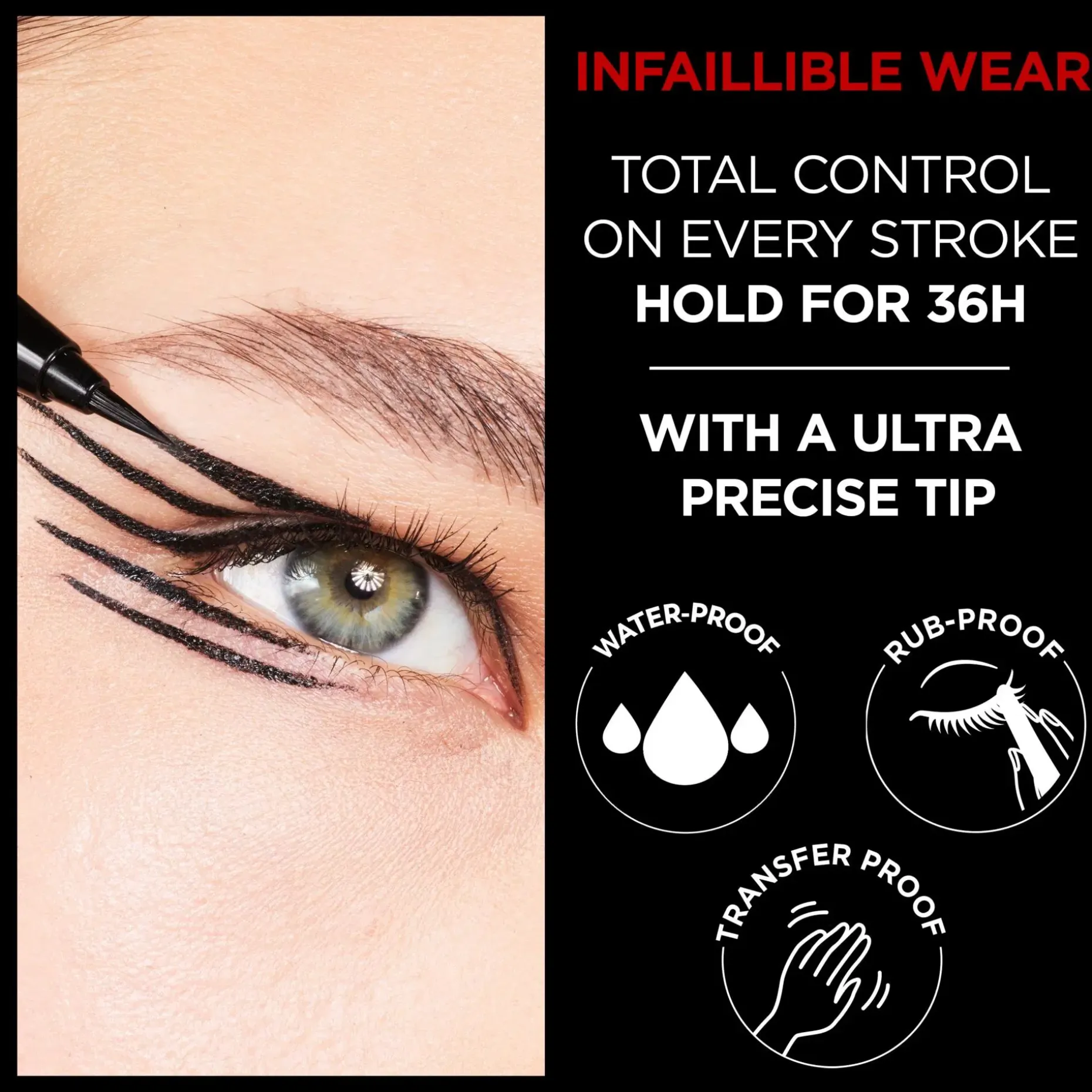 L'Oréal Paris Infaillible Grip 36H Micro-Fine eyeliner nestemäinen silmänrajausväri 0,4g
