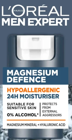 L'Oréal Paris Men Expert Magnesium Defense Hypoallergenic 24H kasvovoide 50 ml