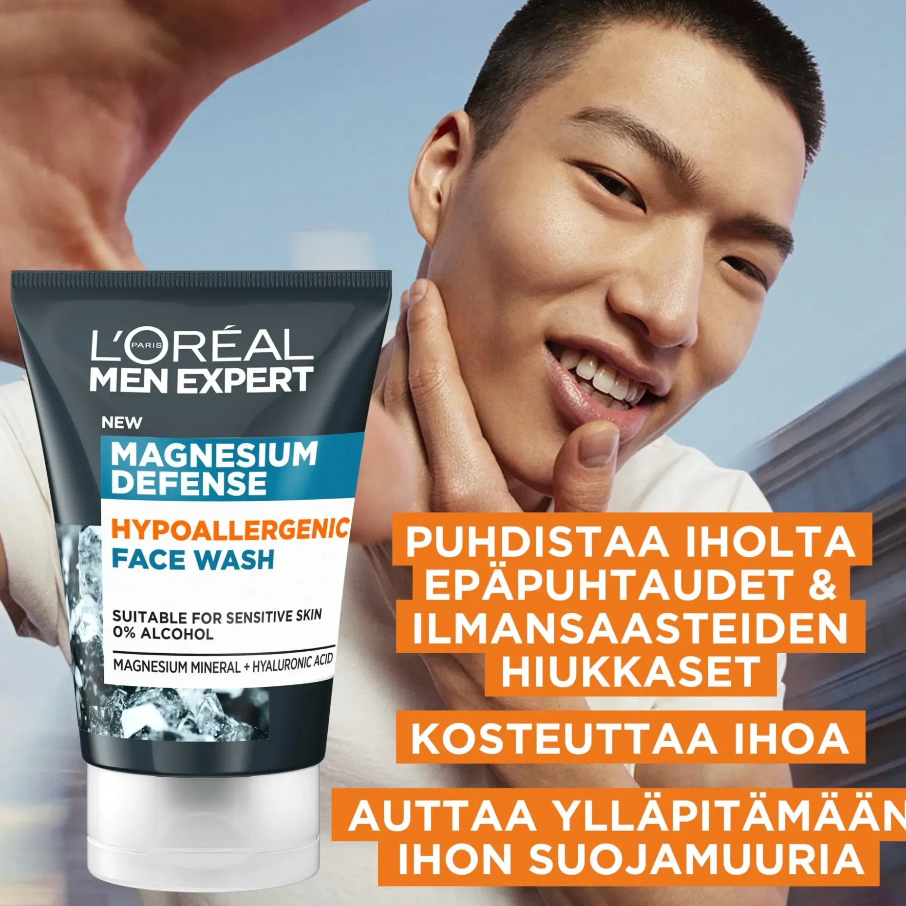 L'Oréal Paris Men Expert Magnesium Defense Hypoallergenic Face Wash puhdistusgeeli 100 ml