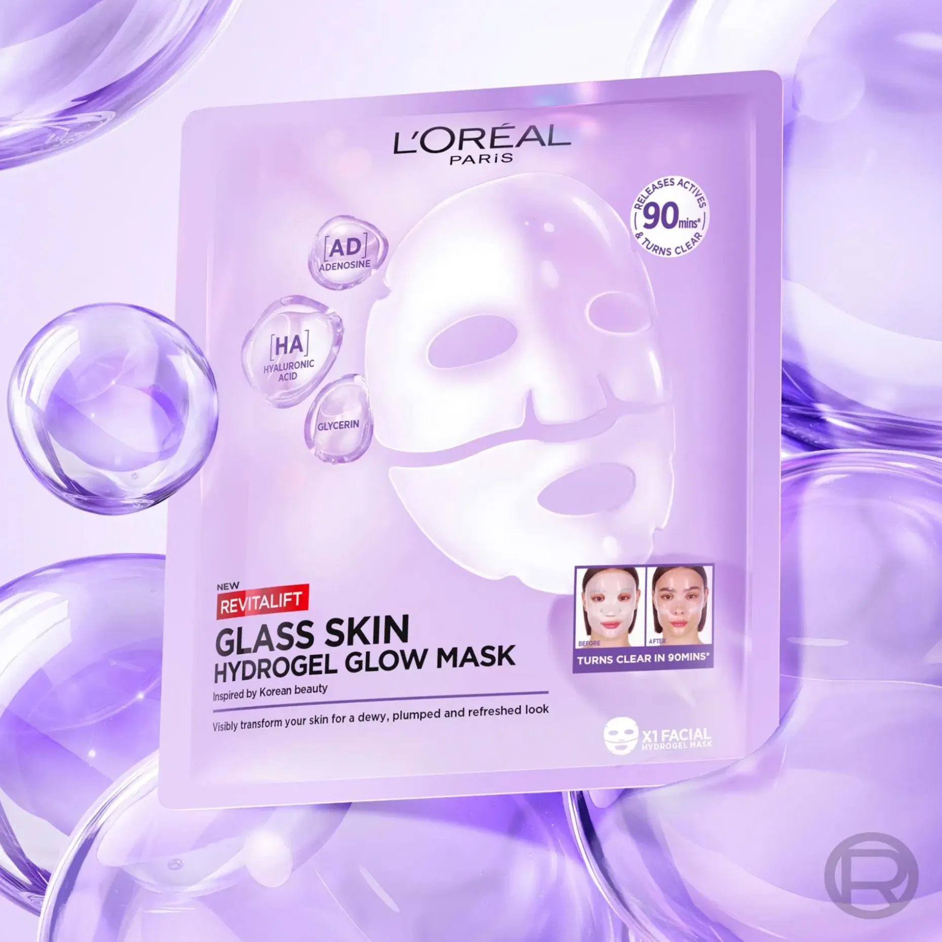L'Oréal Paris Revitalift Filler Glass Skin Kangasnaamio 1pcs
