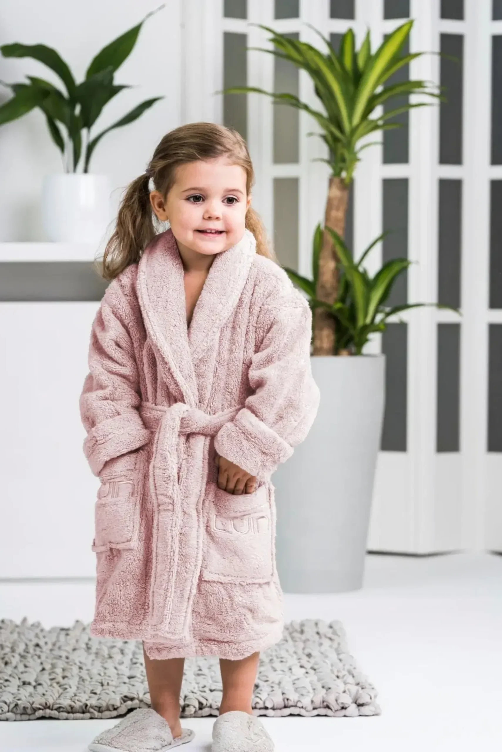Luin Living lasten kylpytakki 130cm dusty rose