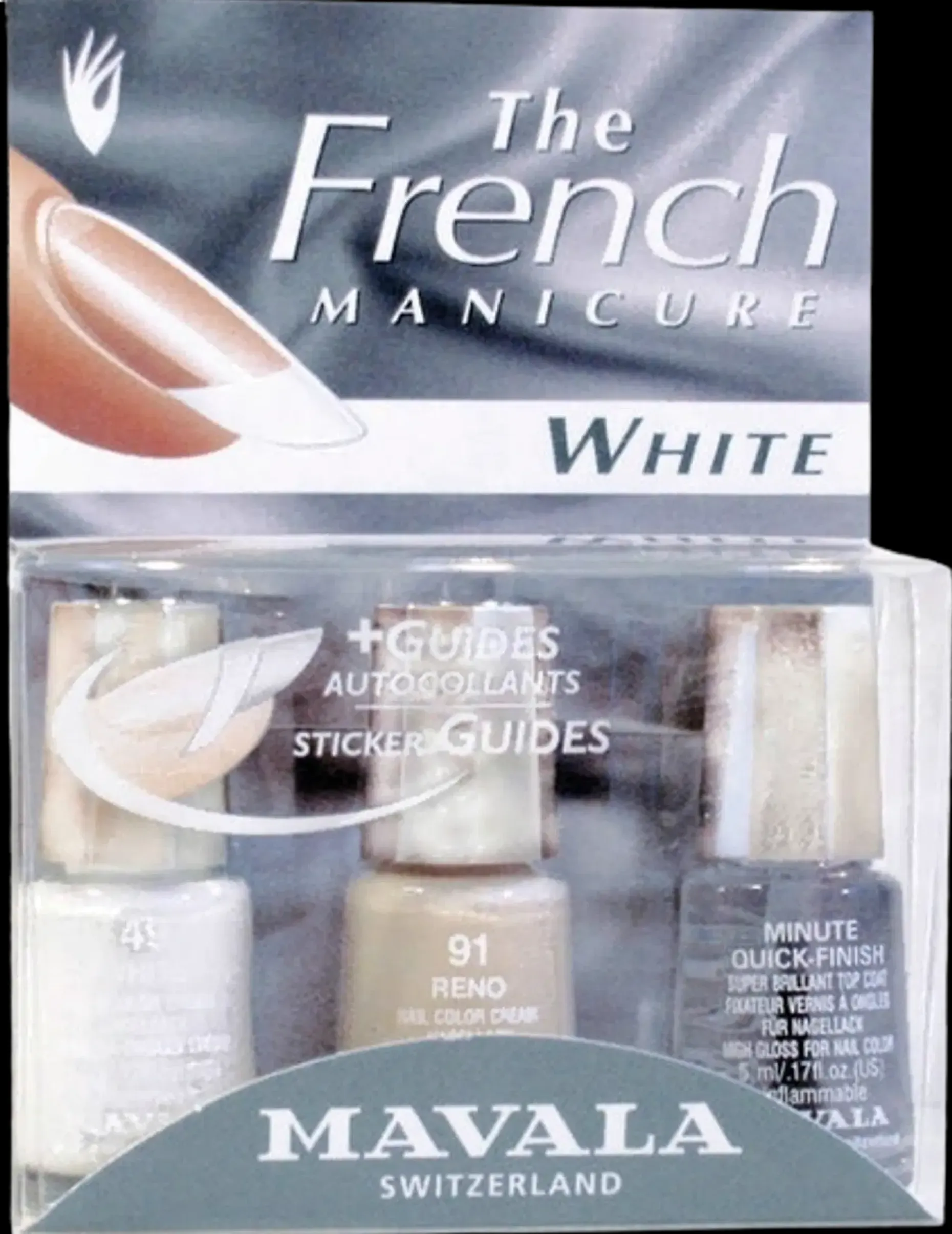 Mavala 3x5ml Franch Manicure Kit White ranskalainen manikyyri valkoinen + tarrat