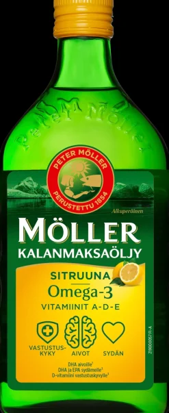 Möller Kalanmaksaöljy Sitruuna Omega-3 Vitamiinit A-D-E ravintolisä 500ml