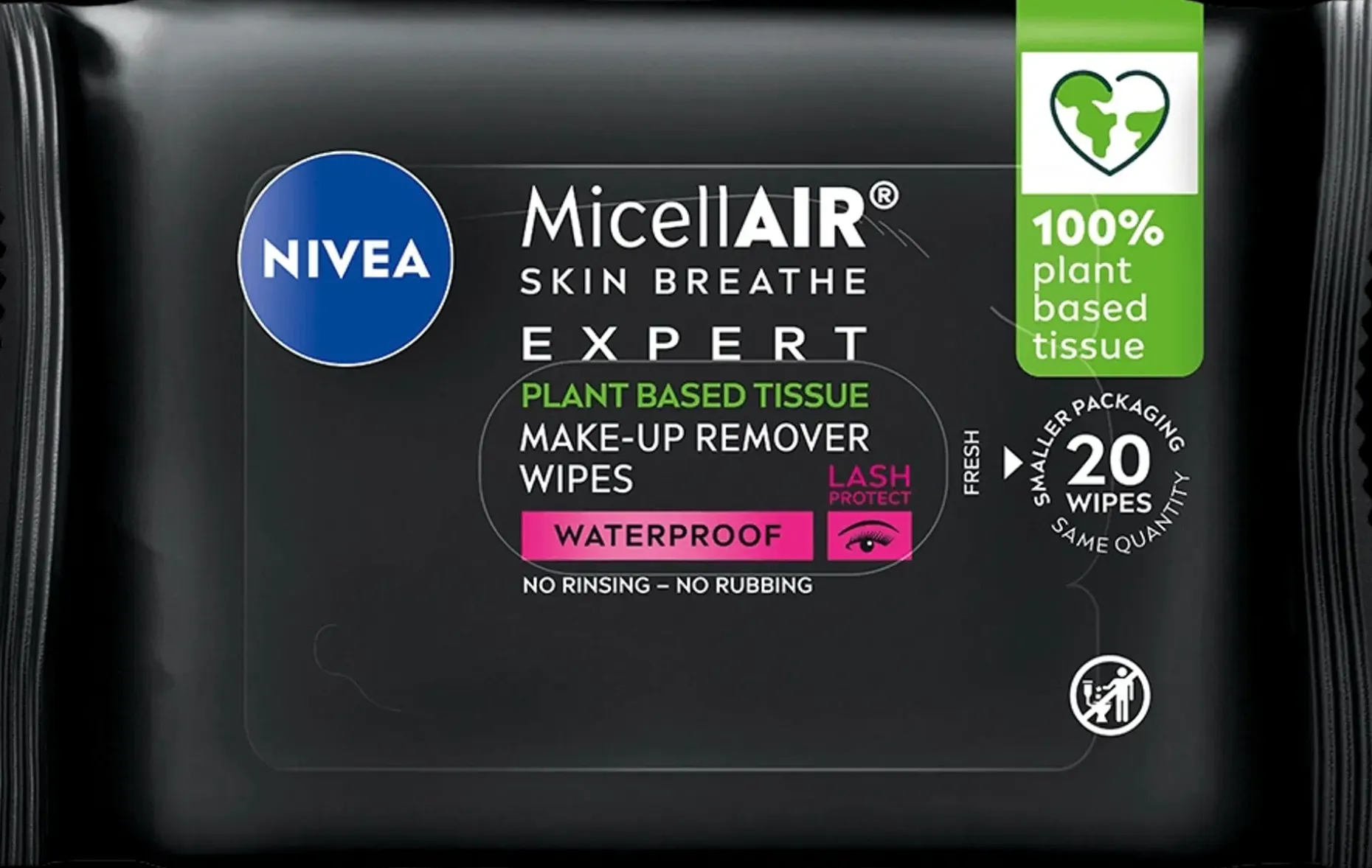 NIVEA 20kpl MicellAIR Expert Waterproof Make-up Removing Wipes -meikinpuhdistusliinat