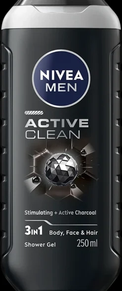 NIVEA MEN 250ml Active Clean Shower Gel -suihkugeeli