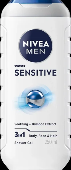 NIVEA MEN 250ml Sensitive Shower Gel -suihkugeeli
