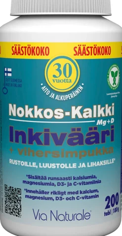 Nokkos-Kalkki Inkivääri+Vihersimpukka 200 tabl. Via Naturale