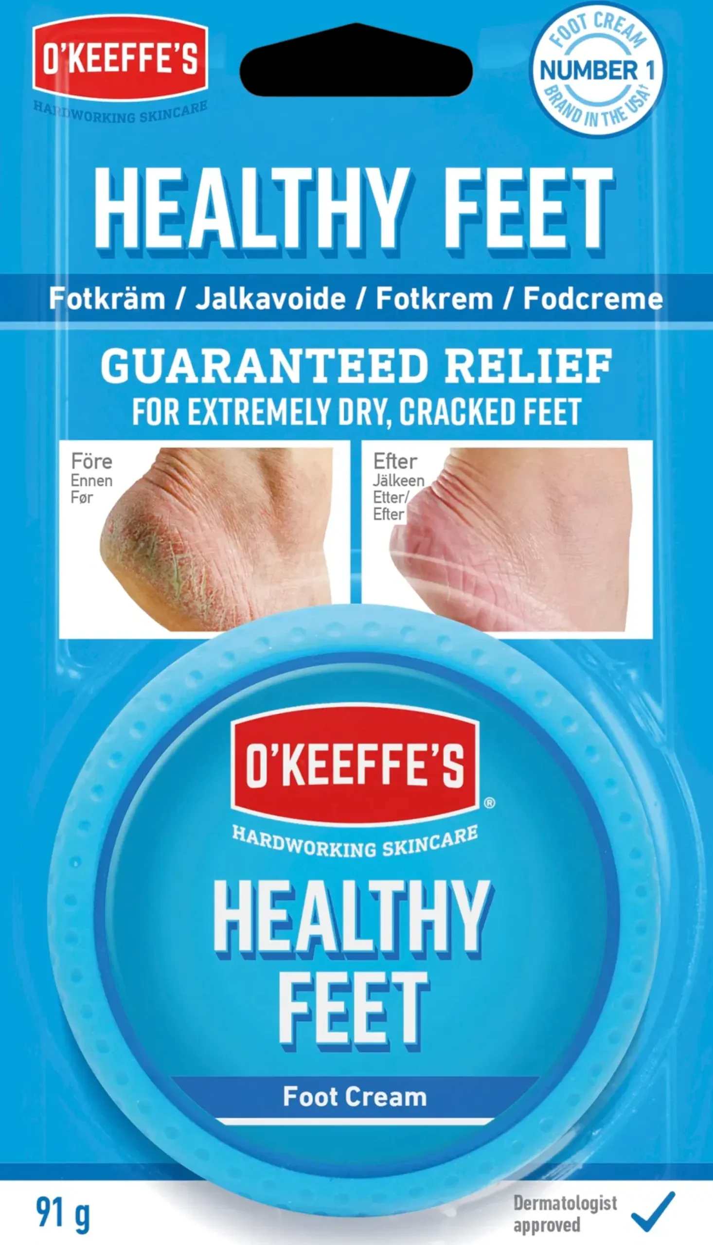 O'Keeffe's 91g Jalkavoide Purkki